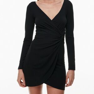 Aritzia Black Wrap Long Sleeve Dress